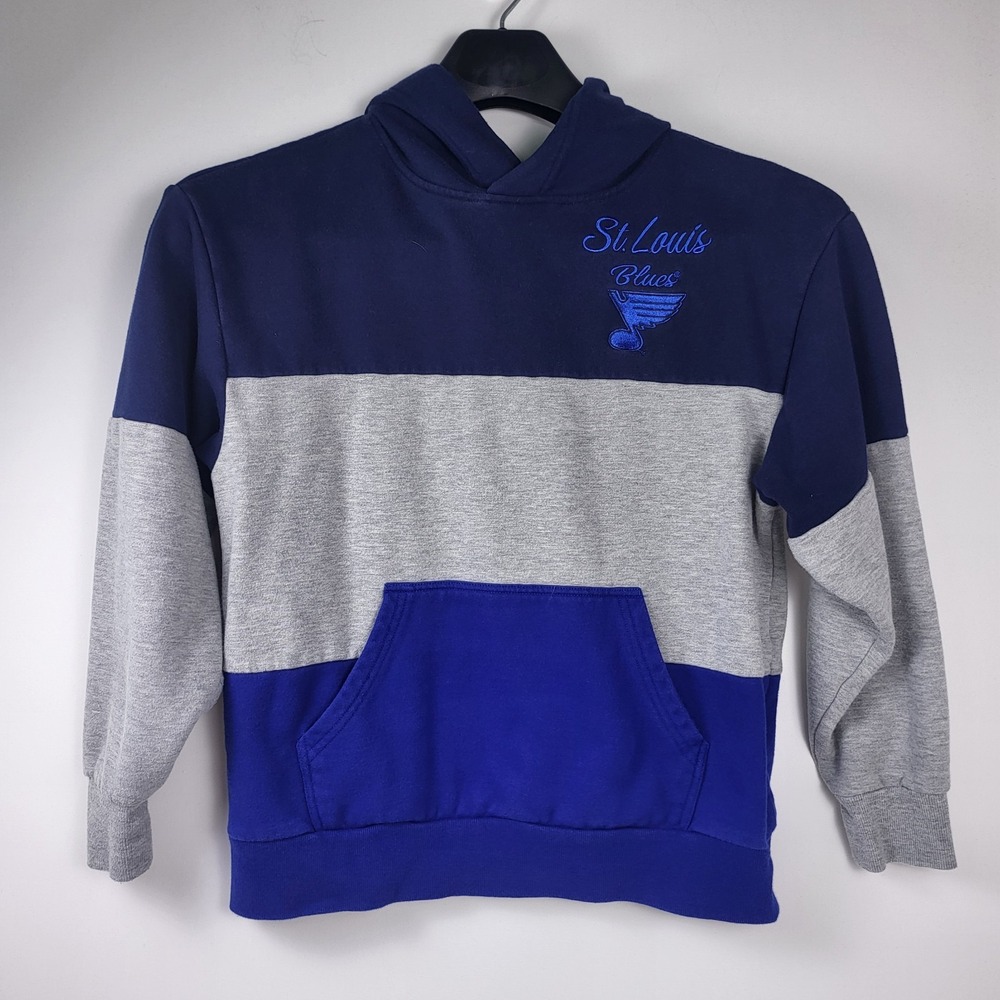 G-III 4HER Women's Small St. Louis Blues Gray & Blue Gridiron Pullover Hoodie‎